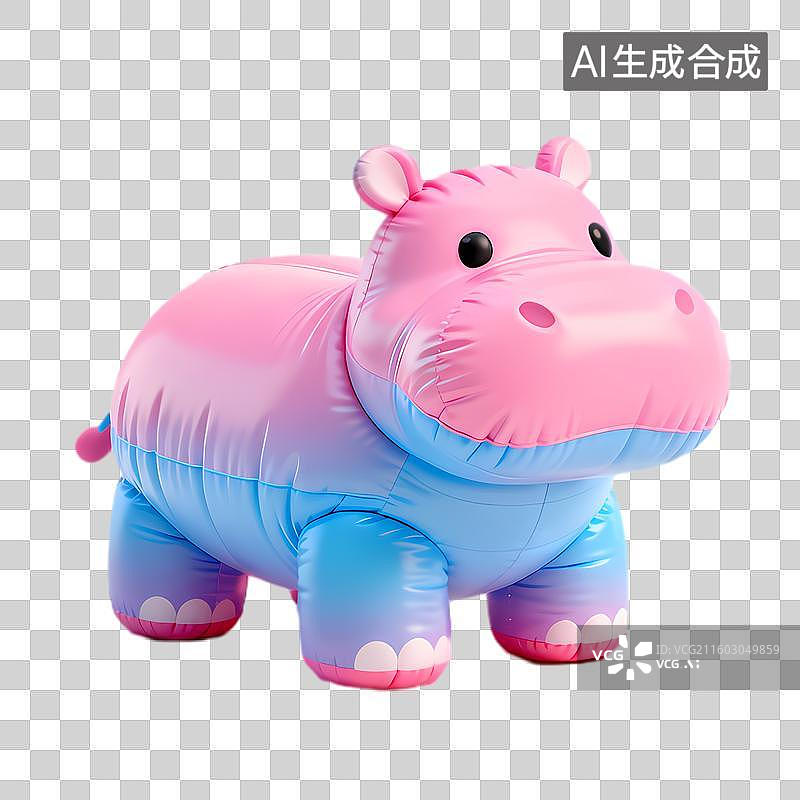 【AI数字艺术】色彩鲜艳的充气河马玩具图片素材