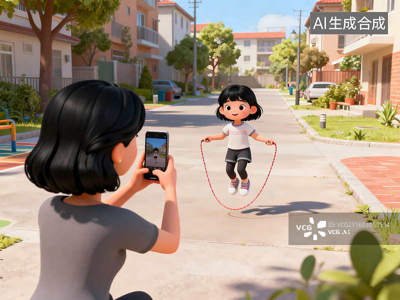 【AI数字艺术】小学生跳绳打卡图片素材