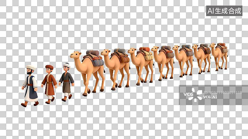 【AI数字艺术】透明通道免扣骆驼队伍图片素材
