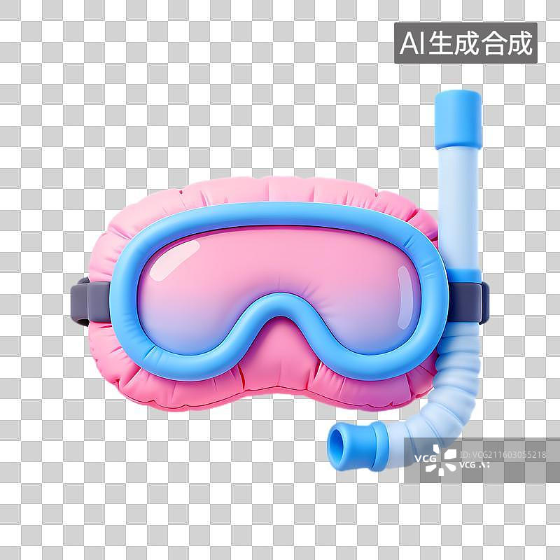 【AI数字艺术】粉色蓝色相间的潜水镜图片素材