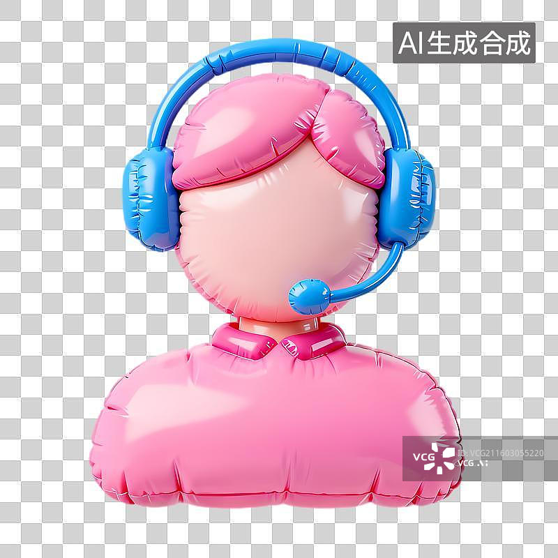 【AI数字艺术】戴着耳机的3D气球人物形象图片素材