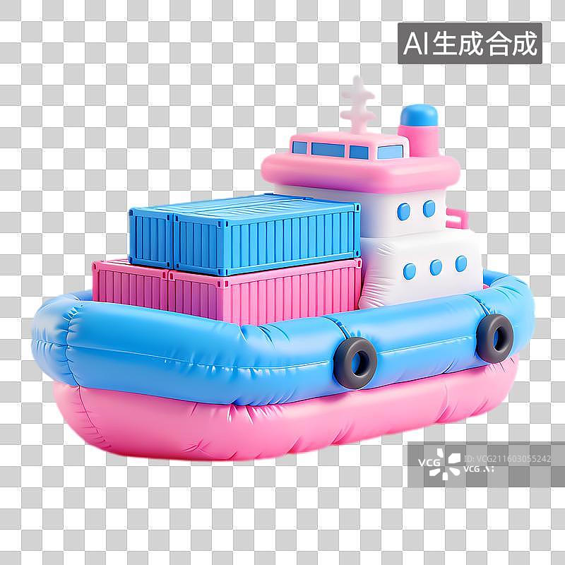 【AI数字艺术】色彩鲜艳的充气玩具货船图片素材