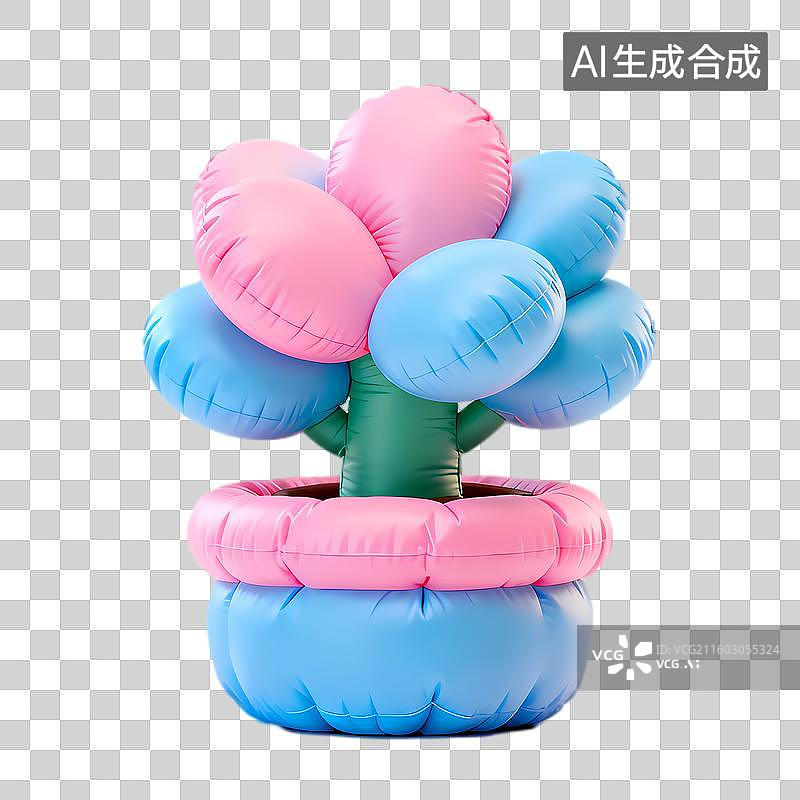 【AI数字艺术】彩色充气花朵造型装饰品图片素材
