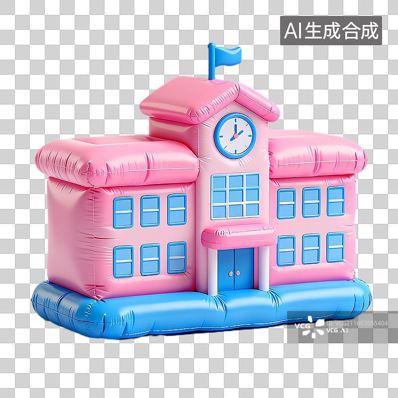 【AI数字艺术】彩色充气学校建筑玩具图片素材
