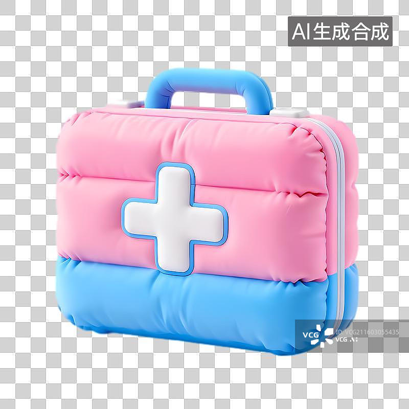 【AI数字艺术】可爱粉蓝配色急救包图片素材