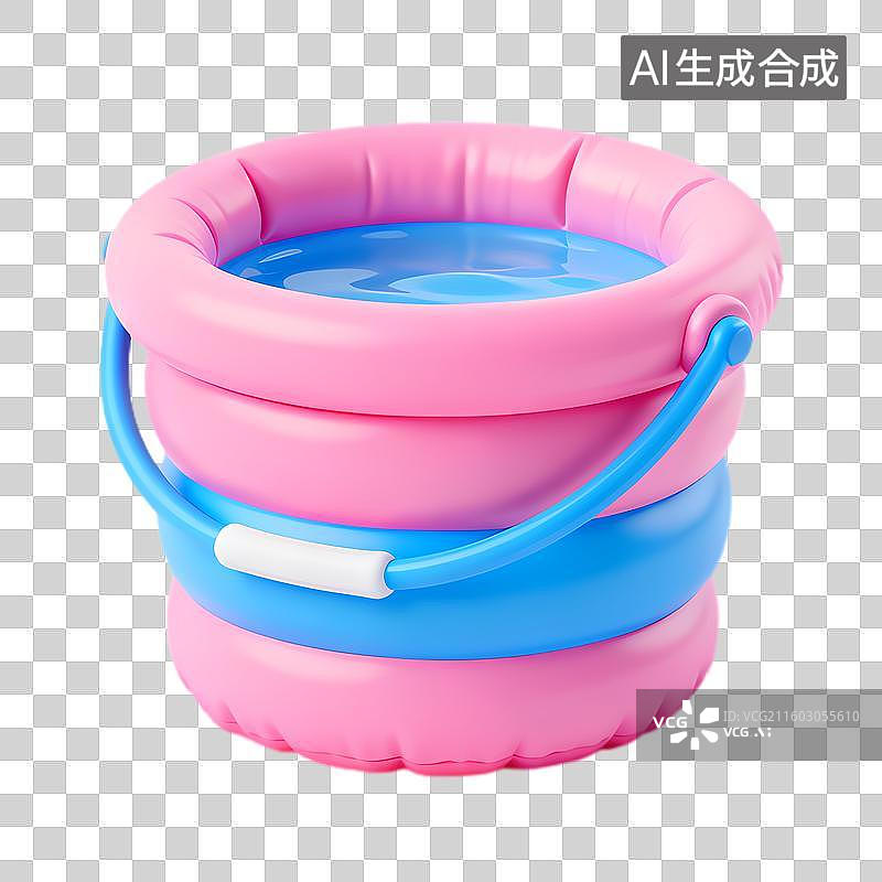 【AI数字艺术】彩色充气儿童玩水小桶图片素材