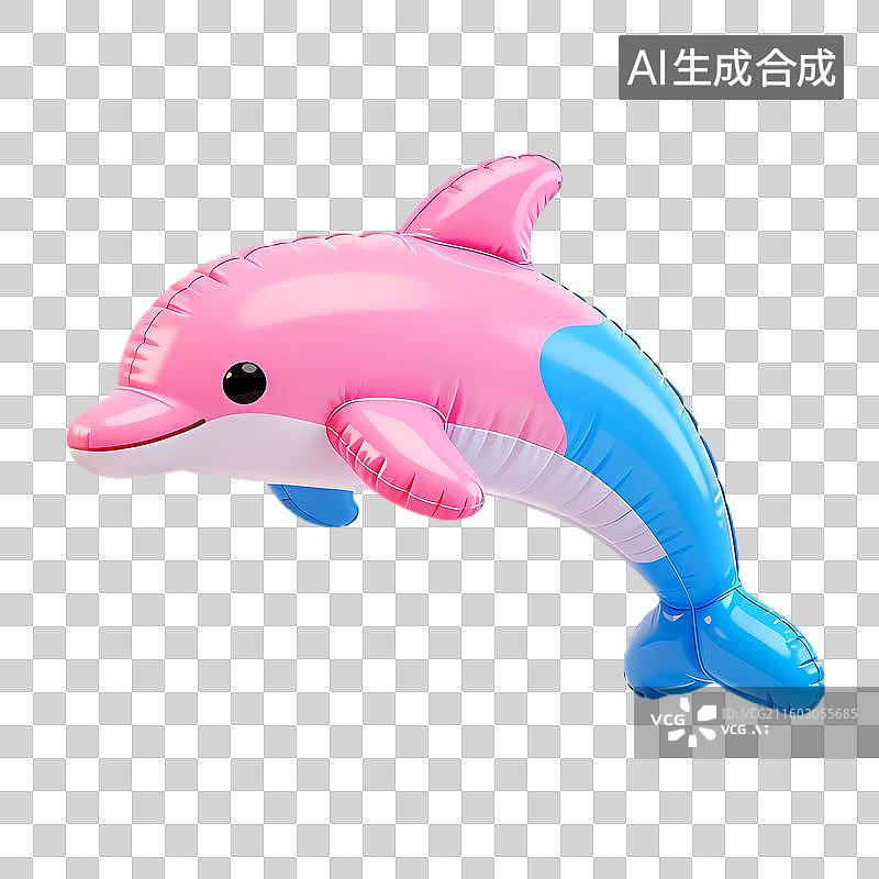 【AI数字艺术】色彩鲜艳的充气海豚玩具图片素材