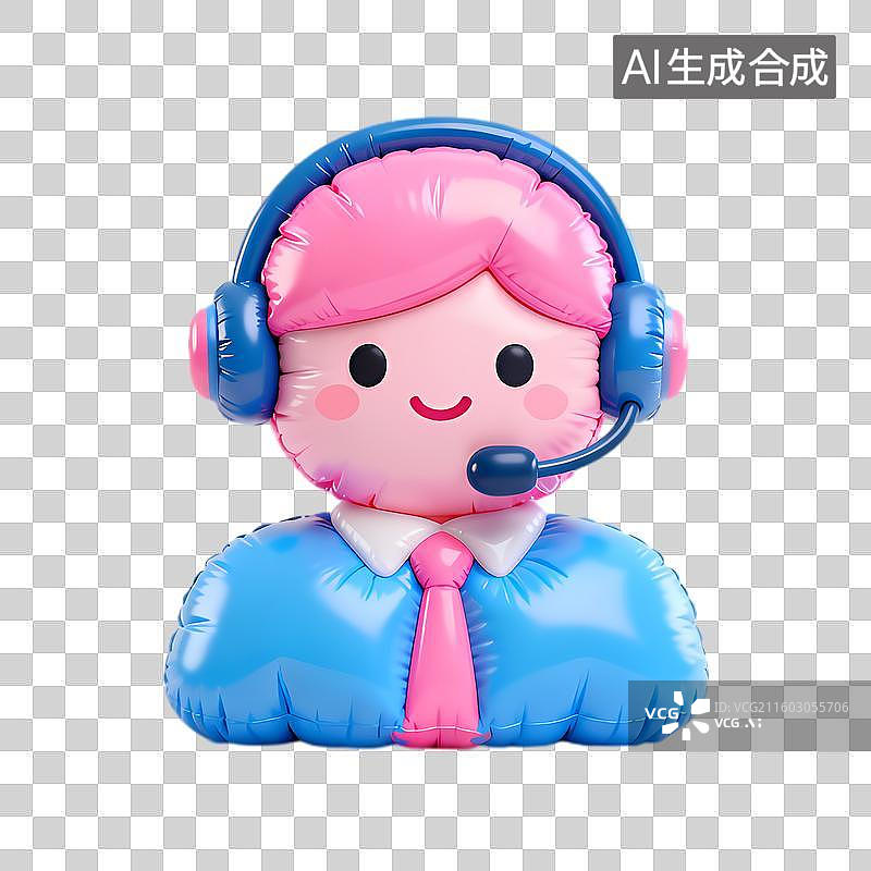 【AI数字艺术】戴着耳机的可爱卡通客服形象图片素材