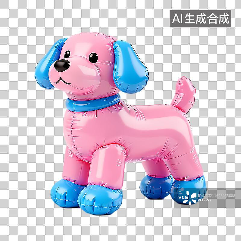 【AI数字艺术】可爱粉色充气小狗玩具图片素材