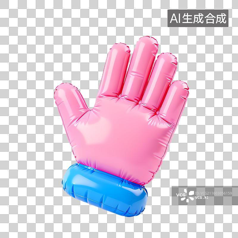 【AI数字艺术】粉色充气手掌带蓝色手腕图片素材