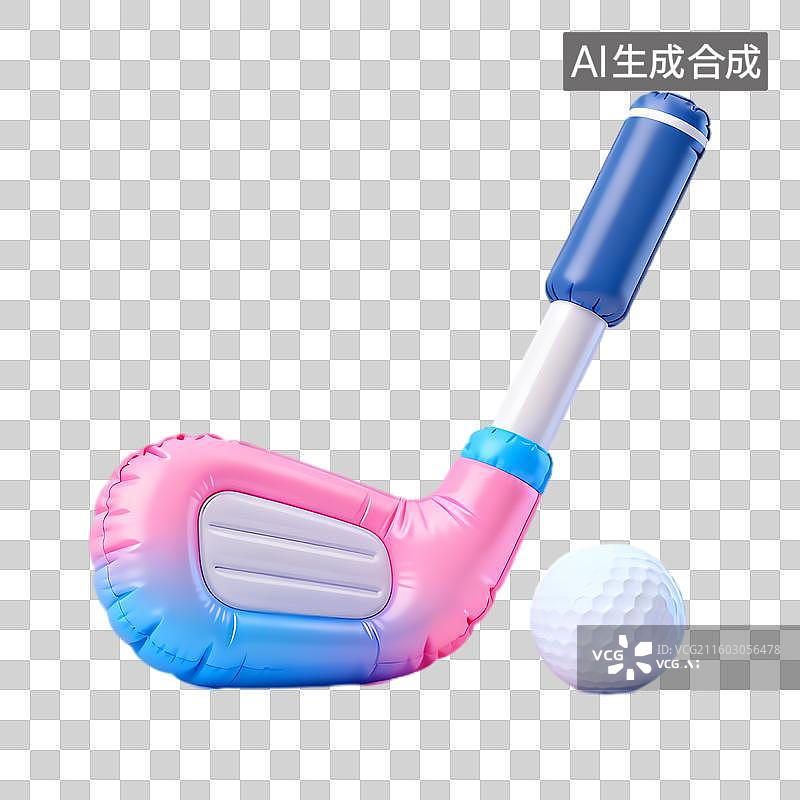 【AI数字艺术】彩色充气高尔夫球杆与球图片素材