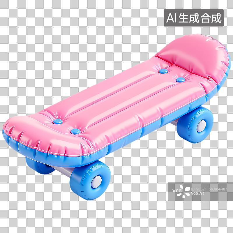 【AI数字艺术】粉色充气滑板泳池玩具图片素材