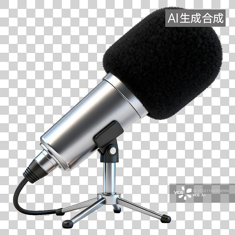 【AI数字艺术】用于录音和播客的录音室麦克风图片素材