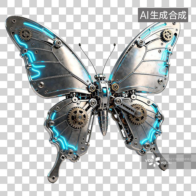 【AI数字艺术】蒸汽朋克风格机械蝴蝶图片素材