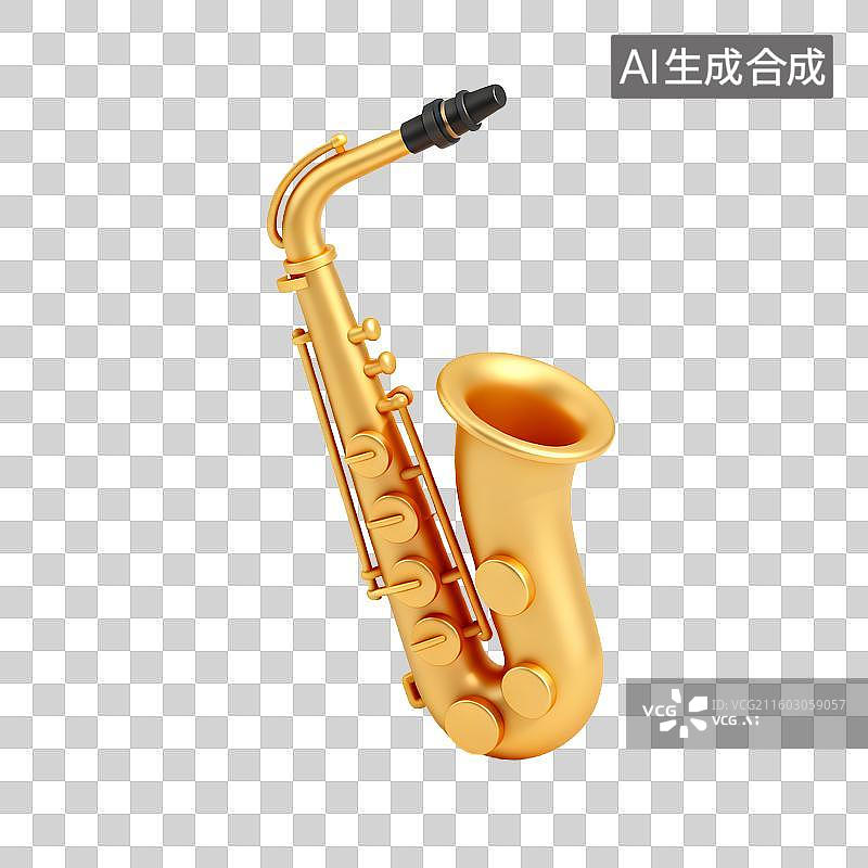 【AI数字艺术】金色萨克斯风乐器图片素材