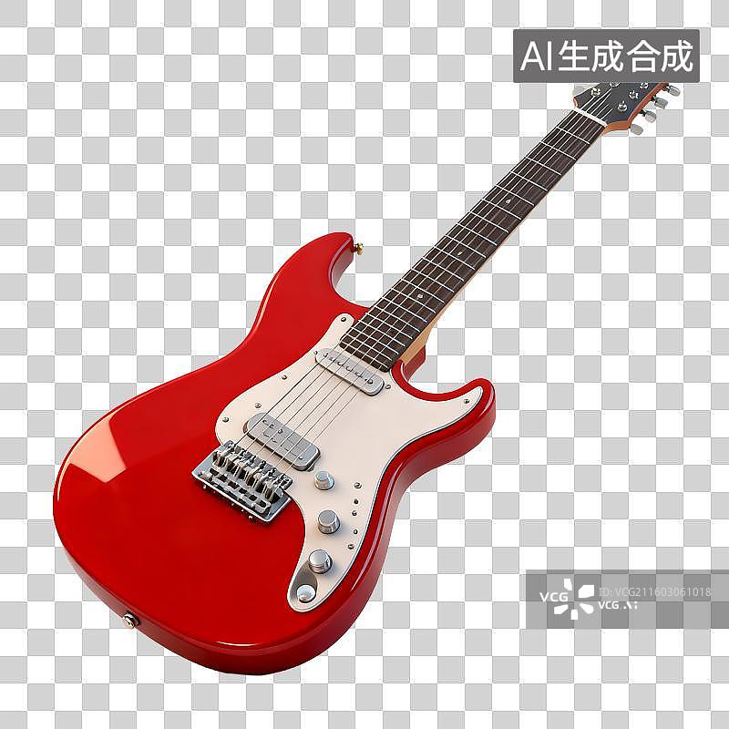 【AI数字艺术】红色电吉他带有白色护板图片素材