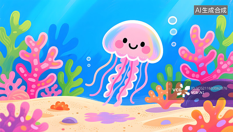 【AI数字艺术】海底世界的海洋生物插画图片素材