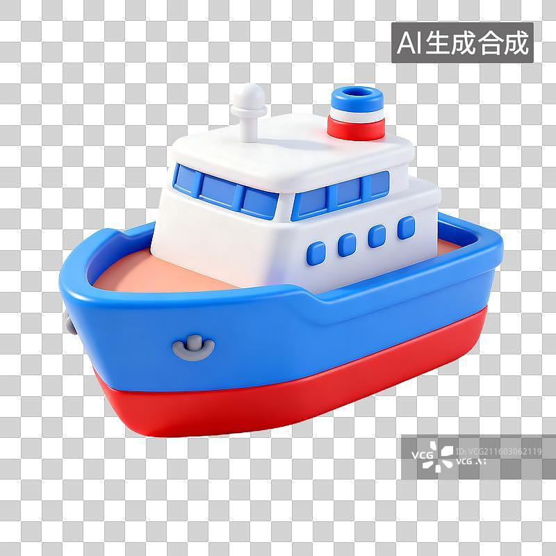 【AI数字艺术】色彩鲜艳的儿童玩具船图片素材