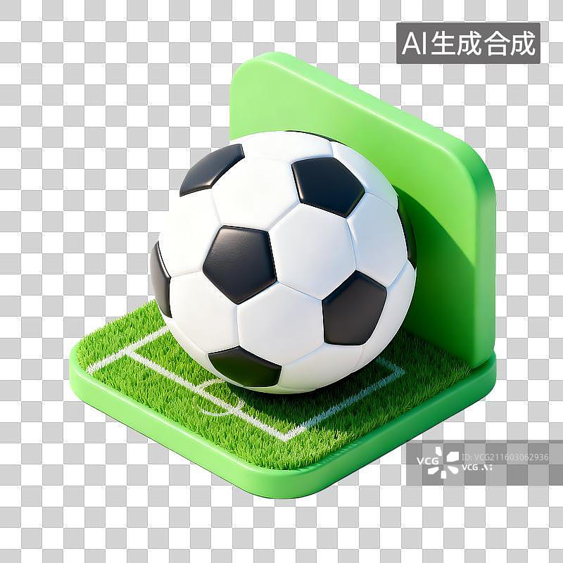 【AI数字艺术】小型足球门框上的足球3D渲染图片素材