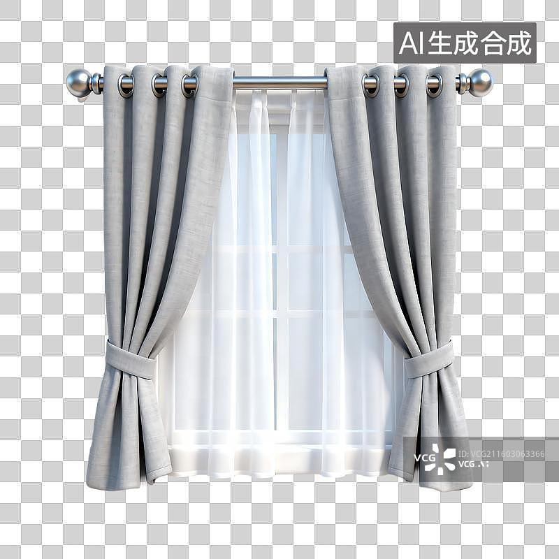 【AI数字艺术】带有薄纱内层的优雅窗帘图片素材