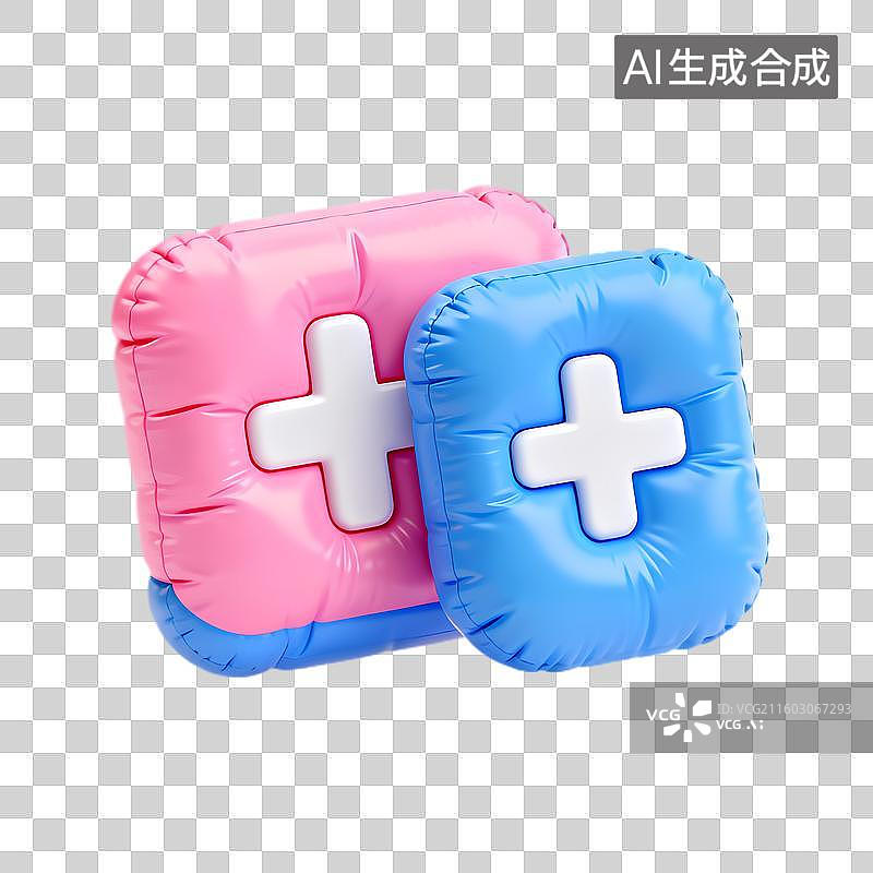 【AI数字艺术】两个彩色充气医疗图标图片素材