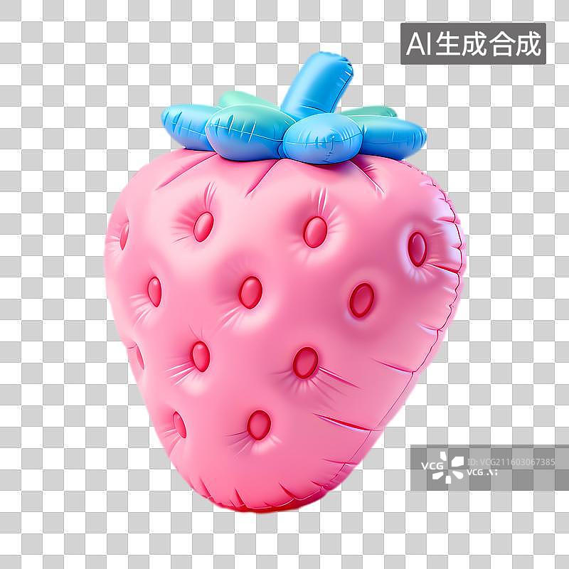 【AI数字艺术】色彩鲜艳的充气草莓造型图片素材