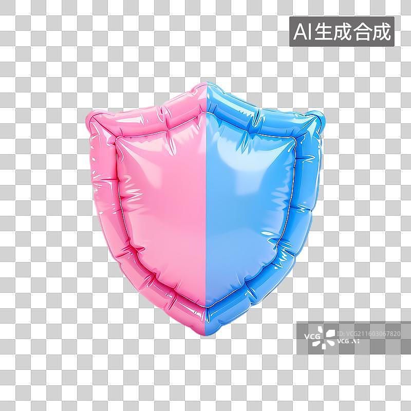 【AI数字艺术】粉蓝双色闪亮防护盾牌图片素材
