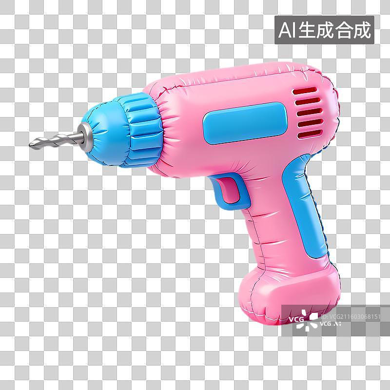 【AI数字艺术】粉色蓝色充气儿童玩具电钻图片素材