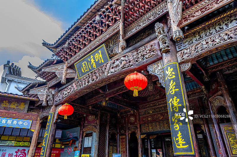 泰宁明清园 景区入口牌楼 徽派建筑 福建三明文化旅行图片素材