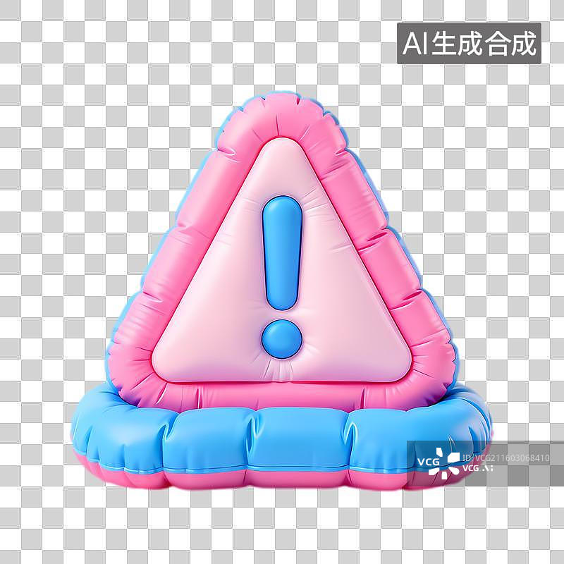【AI数字艺术】粉蓝三角警示标识图片素材