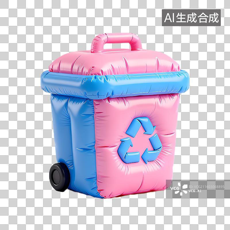 【AI数字艺术】彩色充气可回收垃圾桶图片素材