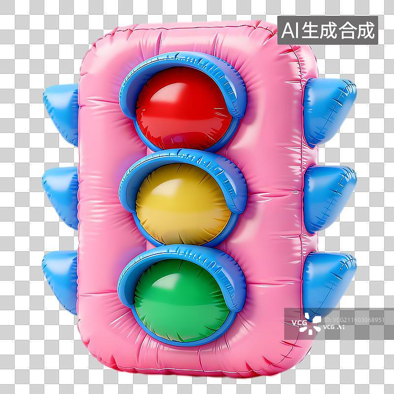 【AI数字艺术】粉色充气交通信号灯玩具图片素材