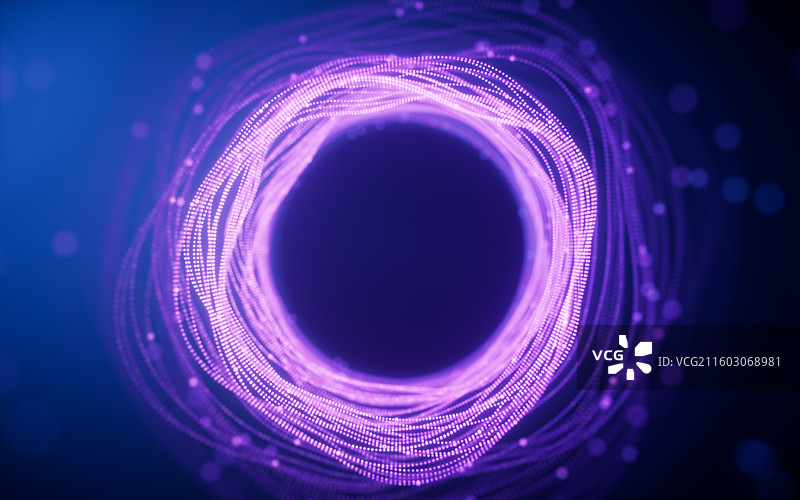 抽象霓虹粒子曲线背景三维渲染图片素材