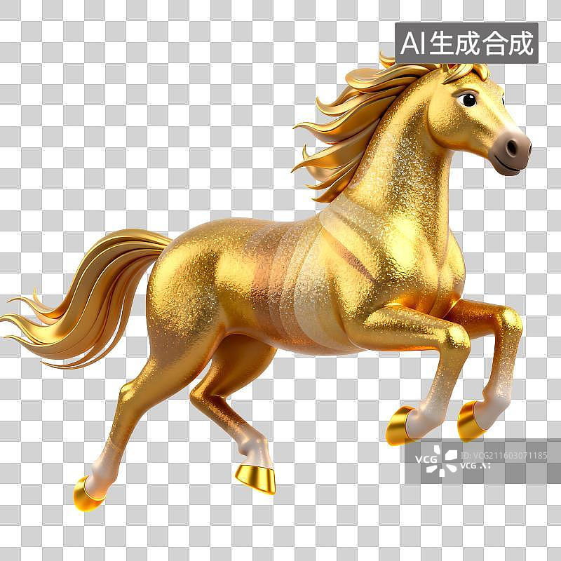 【AI数字艺术】金色骏马奔腾姿态图片素材