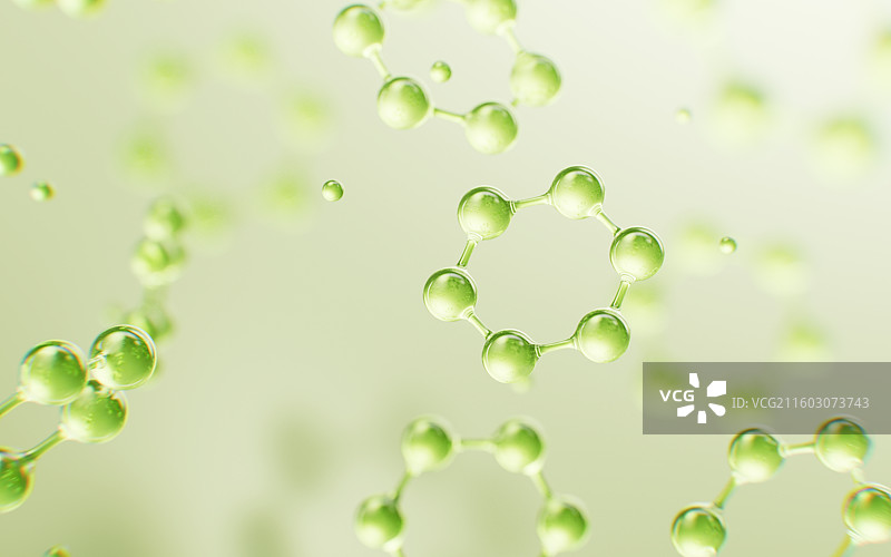 绿色透明护肤品分子三维渲染图片素材