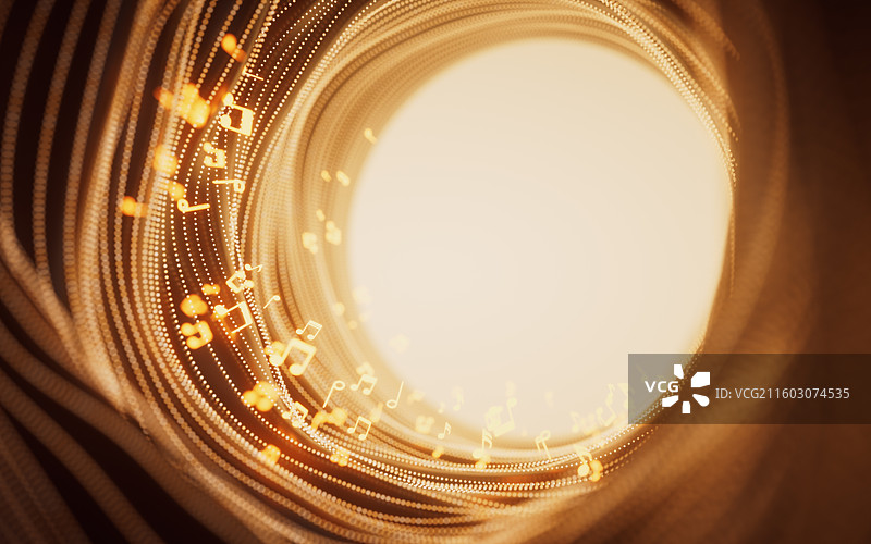 音乐音符与霓虹粒子背景三维渲染图片素材