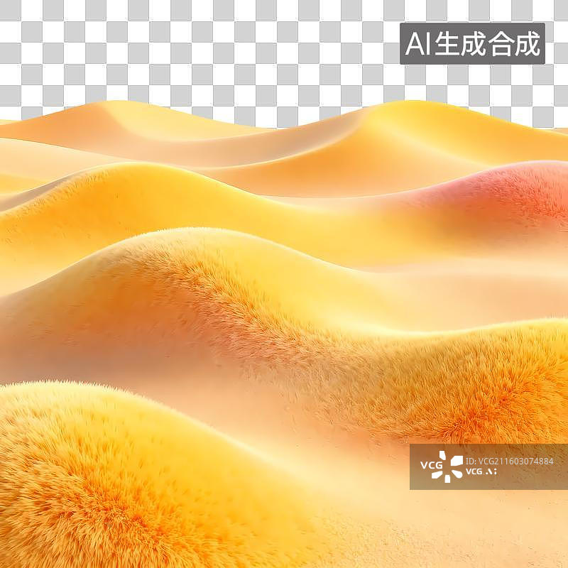 【AI数字艺术】金色沙漠沙丘3D卡通质感立体插画元素图片素材