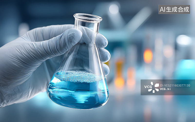 【AI数字艺术】一个科学家正拿着烧瓶做实验图片素材
