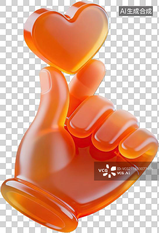 【AI数字艺术】橙色爱心手托心形图案图片素材