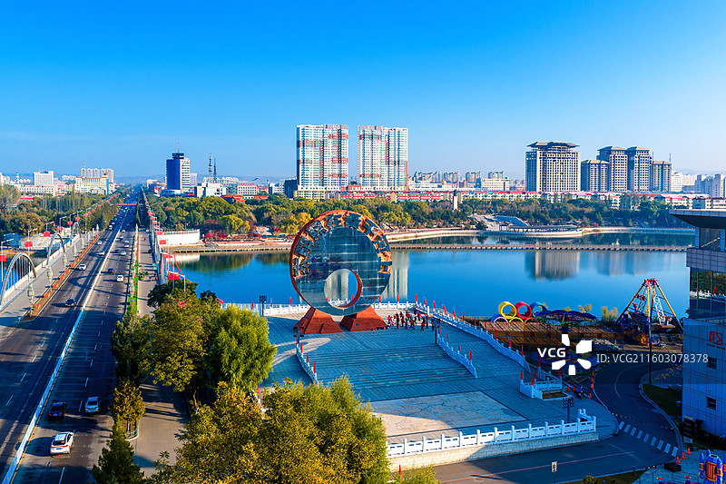 朔州敬德公园航拍图片素材