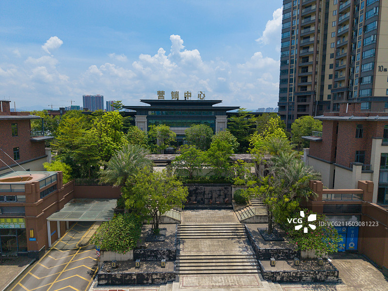 广东省河源市源城区，工业大道北，万隆湖景一号，万隆钓鱼台，房地产航拍！图片素材