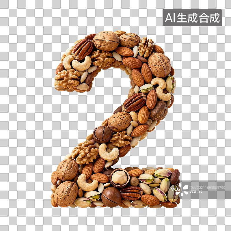 【AI数字艺术】3D坚果干果风格立体数字元素图片素材