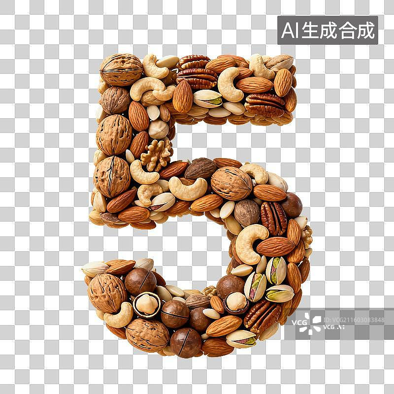 【AI数字艺术】3D坚果干果风格立体数字元素图片素材