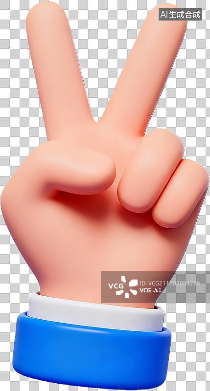 【AI数字艺术】卡通手势比耶图片素材