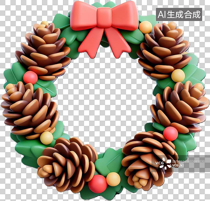 【AI数字艺术】圣诞花环装饰品图片素材
