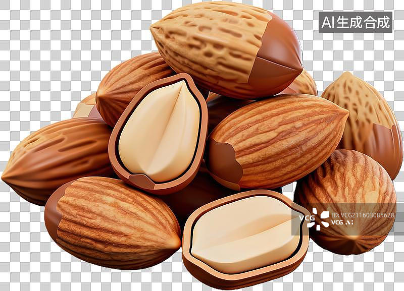 【AI数字艺术】坚果堆特写展示图片素材