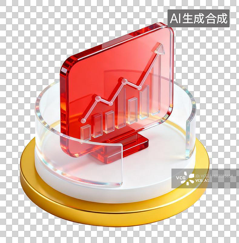 【AI数字艺术】红色图表图标展示业务发展图片素材
