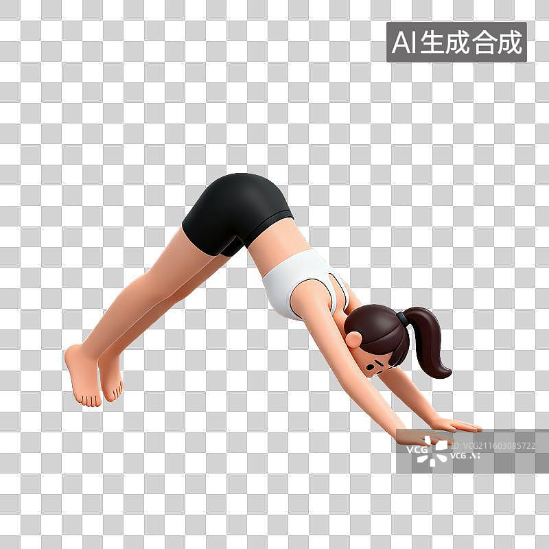 【AI数字艺术】3D体育运动项目女子瑜伽下犬式元素图片素材