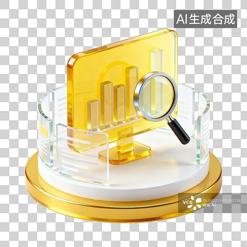 【AI数字艺术】用放大镜分析商业数据图表图片素材