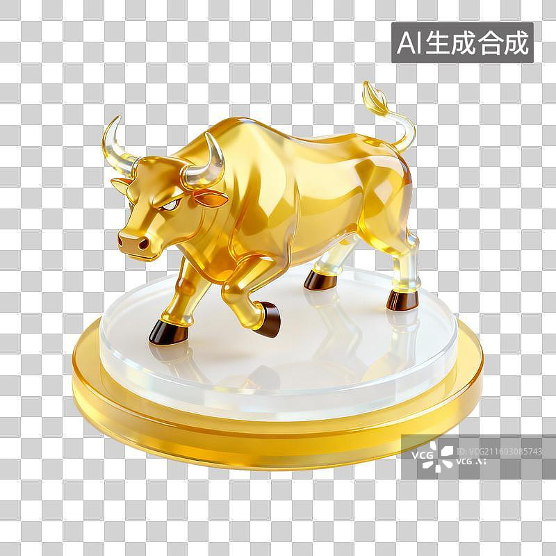 【AI数字艺术】金色公牛象征财富与繁荣图片素材